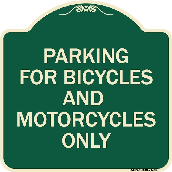Parking for Bicycles and Motorcycles Heavy-Gauge Aluminum Sign, 18" x 18", G-1818-23448